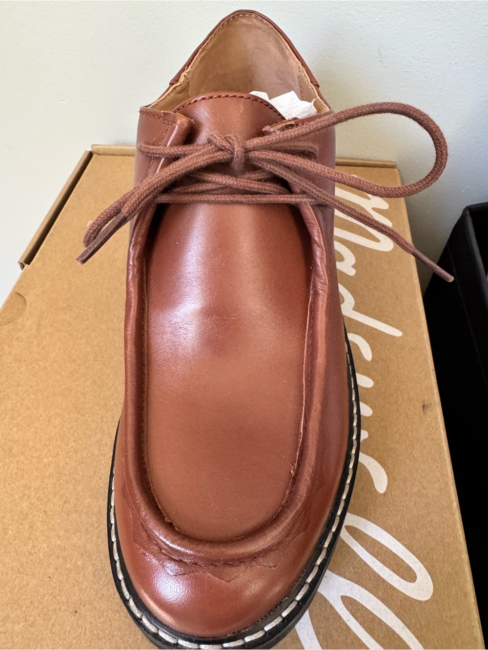 Madewell Chestnut Brown Leather Lace-Up Loafer